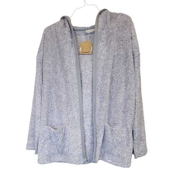 Kori Hooded Jacket Cardi Soft Cozy Grey Knit Cardigan Pockets Womens Large New - Picture 1 of 9